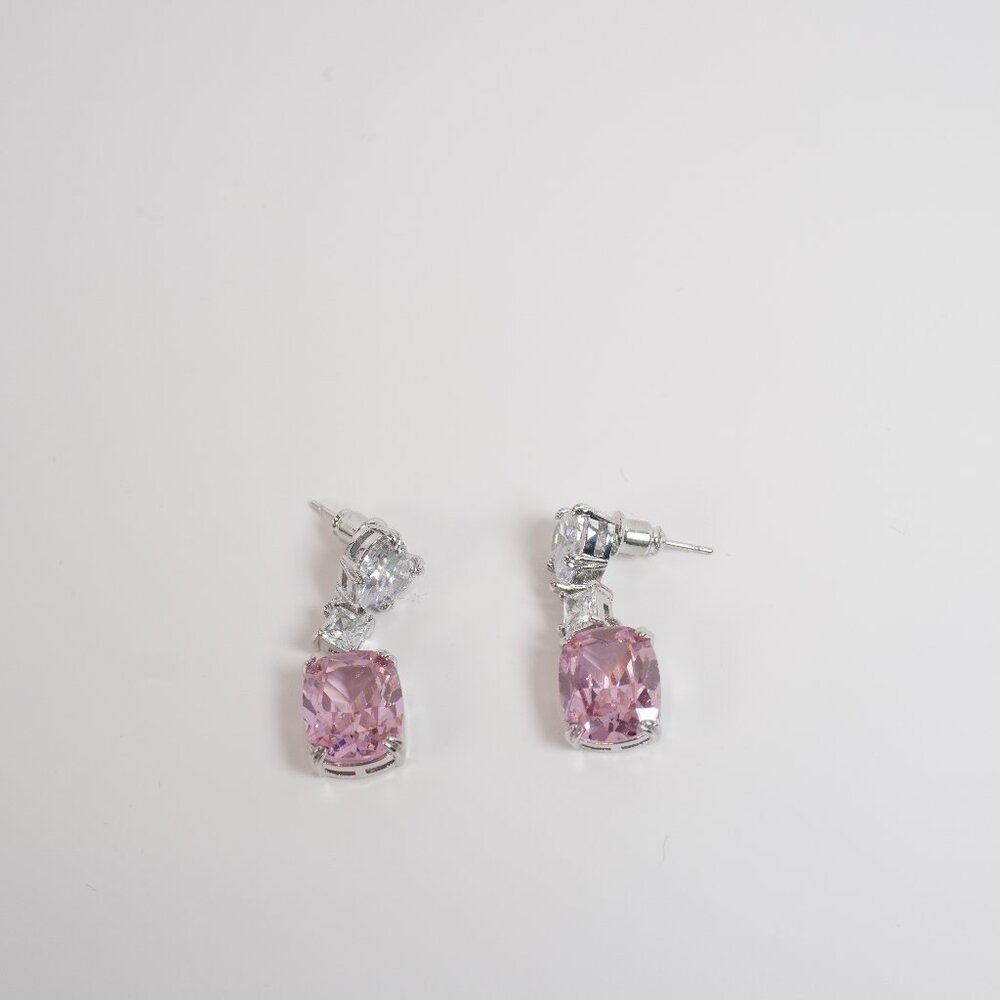 Crystal Teardrop Butterfly Drop Dangle Earrings for Women pink